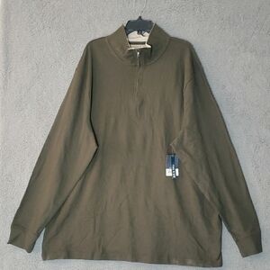 St. John's Bay Men's Dark Olive Zip-Up Sweater Size 4XLT
